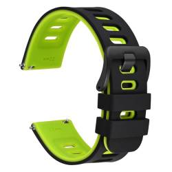 BOLEXA Silikonarmband 22mm Silikon-Uhrenarmband mit Schnellverschluss, wasserdichtes Uhrenarmband for Männer und Frauen, Schnellverschluss-Ersatz (Color : Green-Black Buckle, Size : 20mm) von BOLEXA