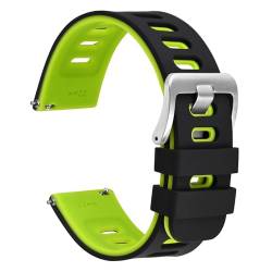 BOLEXA Silikonarmband 22mm Silikon-Uhrenarmband mit Schnellverschluss, wasserdichtes Uhrenarmband for Männer und Frauen, Schnellverschluss-Ersatz (Color : Green-silver, Size : 18mm) von BOLEXA