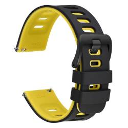 BOLEXA Silikonarmband 22mm Silikon-Uhrenarmband mit Schnellverschluss, wasserdichtes Uhrenarmband for Männer und Frauen, Schnellverschluss-Ersatz (Color : Yellow-Black Buckle, Size : 18mm) von BOLEXA