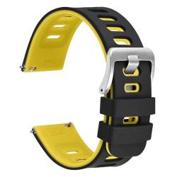 BOLEXA Silikonarmband 22mm Silikon-Uhrenarmband mit Schnellverschluss, wasserdichtes Uhrenarmband for Männer und Frauen, Schnellverschluss-Ersatz (Color : Yellow-silver, Size : 20mm) von BOLEXA
