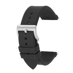 BOLEXA Silikonarmband Schnellverschluss-Silikon-Uhrenarmband, 20 mm, 22 mm, weiches Gummi, Sport-Smartwatch-Armband, Handgelenk-Armband (Color : Black silver buckle, Size : 22mm) von BOLEXA