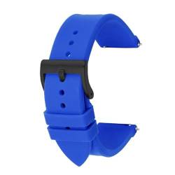 BOLEXA Silikonarmband Schnellverschluss-Silikon-Uhrenarmband, 20 mm, 22 mm, weiches Gummi, Sport-Smartwatch-Armband, Handgelenk-Armband (Color : Deep Blue black BC, Size : 20mm) von BOLEXA