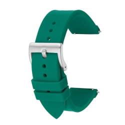 BOLEXA Silikonarmband Schnellverschluss-Silikon-Uhrenarmband, 20 mm, 22 mm, weiches Gummi, Sport-Smartwatch-Armband, Handgelenk-Armband (Color : Deep Green silver BC, Size : 20mm) von BOLEXA