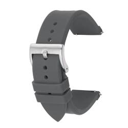BOLEXA Silikonarmband Schnellverschluss-Silikon-Uhrenarmband, 20 mm, 22 mm, weiches Gummi, Sport-Smartwatch-Armband, Handgelenk-Armband (Color : Grey silver buckle, Size : 20mm) von BOLEXA