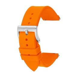 BOLEXA Silikonarmband Schnellverschluss-Silikon-Uhrenarmband, 20 mm, 22 mm, weiches Gummi, Sport-Smartwatch-Armband, Handgelenk-Armband (Color : Orange silver buckle, Size : 22mm) von BOLEXA
