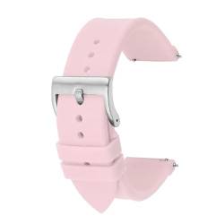 BOLEXA Silikonarmband Schnellverschluss-Silikon-Uhrenarmband, 20 mm, 22 mm, weiches Gummi, Sport-Smartwatch-Armband, Handgelenk-Armband (Color : Pink silver buckle, Size : 20mm) von BOLEXA