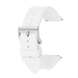 BOLEXA Silikonarmband Schnellverschluss-Silikon-Uhrenarmband, 20 mm, 22 mm, weiches Gummi, Sport-Smartwatch-Armband, Handgelenk-Armband (Color : White silver buckle, Size : 20mm) von BOLEXA