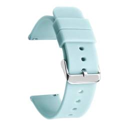 BOLEXA Silikonarmband Schnellverschluss-Uhrenarmband for aktive Uhr, 14/16/18/19/20/21/22/24 mm, Gummiband, for Damen und Herren, Ersatzarmband (Color : Lake Blue silver BK, Size : 24mm) von BOLEXA