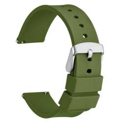 BOLEXA Silikonarmband Silikon-Uhrenarmbänder 14 mm 16 mm 18 mm 20 mm 22 mm 24 mm, wasserdichter Sportgürtel, 13 Farben, Schnellverschlussstifte, for Smartwatch (Color : Army Green, Size : 20mm) von BOLEXA