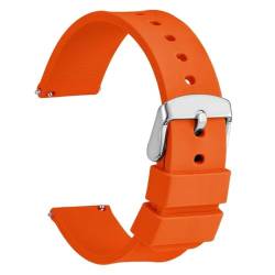 BOLEXA Silikonarmband Silikon-Uhrenarmbänder 14 mm 16 mm 18 mm 20 mm 22 mm 24 mm, wasserdichter Sportgürtel, 13 Farben, Schnellverschlussstifte, for Smartwatch (Color : Orange, Size : 18mm) von BOLEXA