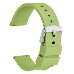 BOLEXA Silikonarmband Silikon-Uhrenarmbänder 14 mm 16 mm 18 mm 20 mm 22 mm 24 mm, wasserdichter Sportgürtel, 13 Farben, Schnellverschlussstifte, for Smartwatch (Color : Tea Green, Size : 24mm) von BOLEXA