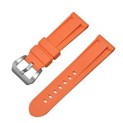 BOLEXA Silikonarmband Silikon Weiche Uhr Band 20mm 22mm 24mm 26mm Universal Armband for Männer Frauen Sport Handgelenk Band gummi Armband Zubehör (Color : Orange, Size : 24mm) von BOLEXA