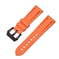 BOLEXA Silikonarmband Silikon Weiche Uhr Band 20mm 22mm 24mm 26mm Universal Armband for Männer Frauen Sport Handgelenk Band gummi Armband Zubehör (Color : Orange black, Size : 22mm) von BOLEXA