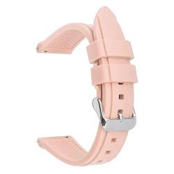 BOLEXA Silikonarmband Weiches Silikon-Armband, 22 mm, 24 mm, Sport-Gummi-Uhrenarmband, atmungsaktiv, Ersatz-Schnellverschluss-Uhrenarmbänder (Color : Pink silver buckle, Size : 22mm) von BOLEXA