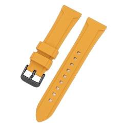 BOLEXA Silikonarmband Weiches Silikon-Armband, 22 mm, 24 mm, Sport-Gummi-Uhrenarmband, atmungsaktiv, Ersatz-Schnellverschluss-Uhrenarmbänder (Color : Yellow black buckle, Size : 22mm) von BOLEXA