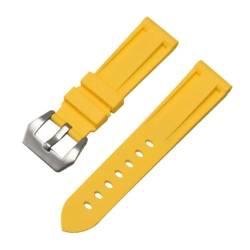 BOLEXA Silikonarmband Weiches Silikon-Uhrenarmband, 20 mm, 22 mm, 24 mm, 26 mm, Universal-Armband for Männer und Frauen, Sport-Armband, Gummi-Uhrenarmband-Zubehör (Color : Yellow, Size : 20mm) von BOLEXA