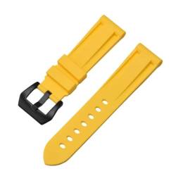 BOLEXA Silikonarmband Weiches Silikon-Uhrenarmband, 20 mm, 22 mm, 24 mm, 26 mm, Universal-Armband for Männer und Frauen, Sport-Armband, Gummi-Uhrenarmband-Zubehör (Color : Yellow black, Size : 22mm von BOLEXA