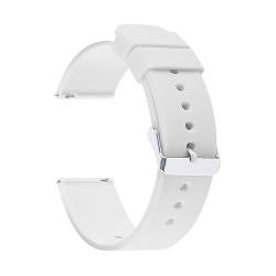 BOLEXA Silikonarmband Weiches Silikonarmband for Swatch Quick Release Wasserdichtes Gummiarmband for Huawei Uhrenarmband 14 16 18 20 22 24 mm Universal (Color : Weiß, Size : 24mm) von BOLEXA