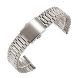 BOLEXA Slim Link Uhrenarmband 12mm 14mm 16mm 18mm 20mm Edelstahl Uhrenarmband 3 Reihen Ersatz Smartwatch Armband Armband Gürtel (Color : Silver, Size : 20mm) von BOLEXA