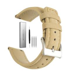 BOLEXA Vintage-Uhrenarmband aus Wildleder, 18 mm, 20 mm, 22 mm, Schnellverschluss, weiches Uhrenarmband, Gürtelzubehör for Smartwatch (Color : Beige, Size : 18mm) von BOLEXA