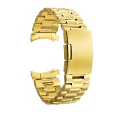 BOLEXA edelstahl uhrenarmband 12 14 16 18 19 20 21 22 24 mm Edelstahl-Uhrenarmband mit gebogenem Ende for Herren und Damen, Metall-Faltschließe (Color : Gold, Size : 16mm) von BOLEXA