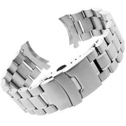 BOLEXA edelstahl uhrenarmband 18 20 22 24mm Edelstahl Gebogenes Ende Uhrenarmband for Frauen Männer Universal Uhrenarmband Faltuhr Schnalle Zubehör (Color : Silver, Size : 18mm) von BOLEXA