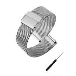 BOLEXA edelstahl uhrenarmband 18 20 22 24mm Quick Release Edelstahl Uhrenarmband for Frauen Männer Universal Armband Uhr Zubehör Mit Werkzeug (Color : Silver, Size : 22mm) von BOLEXA