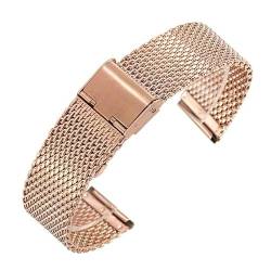 BOLEXA edelstahl uhrenarmband 18mm 20mm 22mm 24mm Edelstahl Mesh Band Armbanduhr Riemen Armband for Männer Frauen Universal Armbanduhr (Color : Rose Gold, Size : 18mm) von BOLEXA