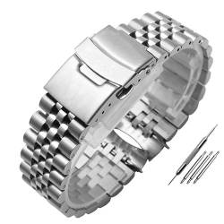 BOLEXA edelstahl uhrenarmband Edelstahl-Armband for Herren, Schnellverschluss-Edelstahl-Armband, 20 mm, 22 mm, Ersatz-Uhrenarmbänder (Color : B-silver, Size : 20mm) von BOLEXA