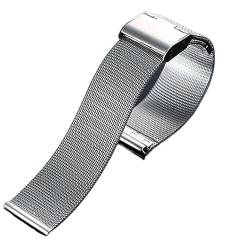 BOLEXA edelstahl uhrenarmband Edelstahl-Mesh-Armband, universell, 16 mm, 18 mm, 20 mm, 22 mm, 24 mm, Einzelschnallen-Armband, ultradünnes Stahlarmband (Color : Silver, Size : 24mm) von BOLEXA