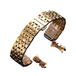 BOLEXA edelstahl uhrenarmband Edelstahl-Uhrenarmband, 18 mm, 20 mm, 22 mm, flaches Armband mit gebogenem Ende, Ersatzarmband (Color : Gold, Size : 22mm) von BOLEXA