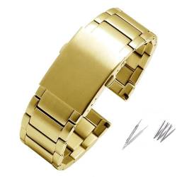 BOLEXA edelstahl uhrenarmband Edelstahl-Uhrenarmband Herren-Metallarmband 24 mm 26 mm 28 mm 30 mm Armband Schnellverschluss-Uhrenarmband (Color : Gold, Size : 22mm) von BOLEXA