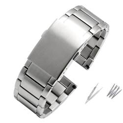BOLEXA edelstahl uhrenarmband Edelstahl-Uhrenarmband Herren-Metallarmband 24 mm 26 mm 28 mm 30 mm Armband Schnellverschluss-Uhrenarmband (Color : Silver, Size : 22mm) von BOLEXA