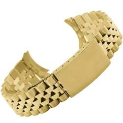 BOLEXA edelstahl uhrenarmband Edelstahl-Uhrenarmband mit gebogenem Ende, luxuriöses Edelstahl-Armband-Zubehör, 18 mm, 19 mm, 20 mm, 21 mm, 22 mm (Color : Gold, Size : 19mm) von BOLEXA