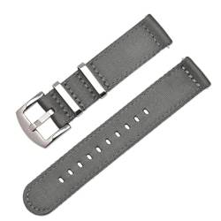 BOLEXA nato strap 18 mm 20 mm 22 mm 24 mm Universal-Armband mit Schnellverschluss, Nylon-Canvas, doppellagiges, verdicktes Armband Nylon Uhrenarmbänder (Color : grau, Size : 20mm) von BOLEXA