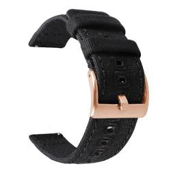 BOLEXA nato strap 18mm 20mm 22mm Uhrenarmband Sportgewebe Stoffarmband Ersetzen Metallschnalle Nylon Handgelenk Armband Gürtel mit Stiften Nylon Uhrenarmbänder (Color : Black rose gold, Size : 22mm von BOLEXA