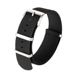 BOLEXA nato strap 18mm 22mm 20mm Nylonband Universalarmband Armband Uhrenarmband Smartwatch Ersatzbänder Nylon Uhrenarmbänder (Color : Black-Silver, Size : 22mm) von BOLEXA