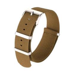 BOLEXA nato strap 18mm 22mm 20mm Nylonband Universalarmband Armband Uhrenarmband Smartwatch Ersatzbänder Nylon Uhrenarmbänder (Color : Brown-Silver, Size : 18mm) von BOLEXA