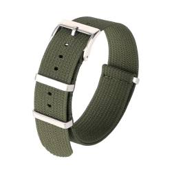 BOLEXA nato strap 18mm 22mm 20mm Nylonband Universalarmband Armband Uhrenarmband Smartwatch Ersatzbänder Nylon Uhrenarmbänder (Color : Green-Silver, Size : 22mm) von BOLEXA