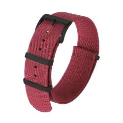 BOLEXA nato strap 18mm 22mm 20mm Nylonband Universalarmband Armband Uhrenarmband Smartwatch Ersatzbänder Nylon Uhrenarmbänder (Color : Red-Black, Size : 22mm) von BOLEXA