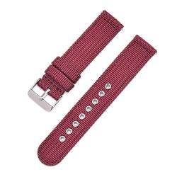 BOLEXA nato strap 20mm 22mm Armband Nylongewebe Uhrenarmband Schnellverschluss Ersatz 18mm 24mm Universalbänder Nylon Uhrenarmbänder (Color : Wine red, Size : 18mm) von BOLEXA