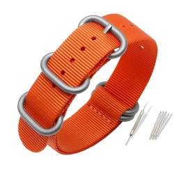 BOLEXA nato strap Atmungsaktives Canvas-Uhrenarmband-Zubehör, Uhrenarmband, universelles Nylon-Armband for Herren, 20 mm, 22 mm, 24 mm Nylon Uhrenarmbänder (Color : B-orange-silver, Size : 18mm) von BOLEXA