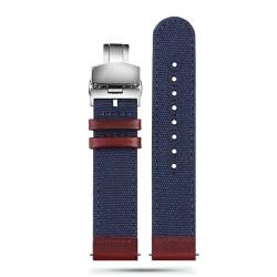 BOLEXA nato strap Nylon-Canvas-Armband, 20 mm, Herren- und Damen-Schnellverschluss-Lederarmband, 20 mm Universal-Ersatzband Nylon Uhrenarmbänder (Color : Blue C, Size : 20mm) von BOLEXA