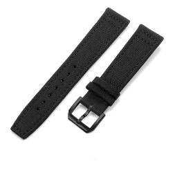 BOLEXA nato strap Nylon Canvas Armband Smartwatch Ersatzarmband 20/21/22mm Faltschnalle Band Ersatzarmband Nylon Uhrenarmbänder (Color : Black-black buckle, Size : 20mm) von BOLEXA