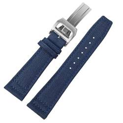 BOLEXA nato strap Nylon Canvas Armband Smartwatch Ersatzarmband 20/21/22mm Faltschnalle Band Ersatzarmband Nylon Uhrenarmbänder (Color : Blau, Size : 21mm) von BOLEXA