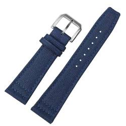 BOLEXA nato strap Nylon Canvas Armband Smartwatch Ersatzarmband 20/21/22mm Faltschnalle Band Ersatzarmband Nylon Uhrenarmbänder (Color : Blue-steel buckle, Size : 20mm) von BOLEXA