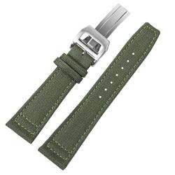BOLEXA nato strap Nylon Canvas Armband Smartwatch Ersatzarmband 20/21/22mm Faltschnalle Band Ersatzarmband Nylon Uhrenarmbänder (Color : Grün, Size : 21mm) von BOLEXA