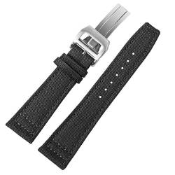 BOLEXA nato strap Nylon Canvas Armband Smartwatch Ersatzarmband 20/21/22mm Faltschnalle Band Ersatzarmband Nylon Uhrenarmbänder (Color : Schwarz, Size : 22mm) von BOLEXA