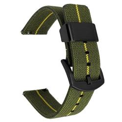 BOLEXA nato strap Nylon Canvas Strap 18mm 20mm 22mm 24mm Edelstahl Schnalle Quick Release Männer Ersatz Armband Handgelenk band Gürtel Zubehör Nylon Uhrenarmbänder (Color : Green yellow black, Size von BOLEXA