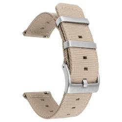 BOLEXA nato strap Nylon-Uhrenarmband, Smartwatch-Armband, 18 mm, 20 mm, 22 mm, 24 mm, universeller Bandgürtel Nylon Uhrenarmbänder (Color : Beige, Size : 18mm) von BOLEXA